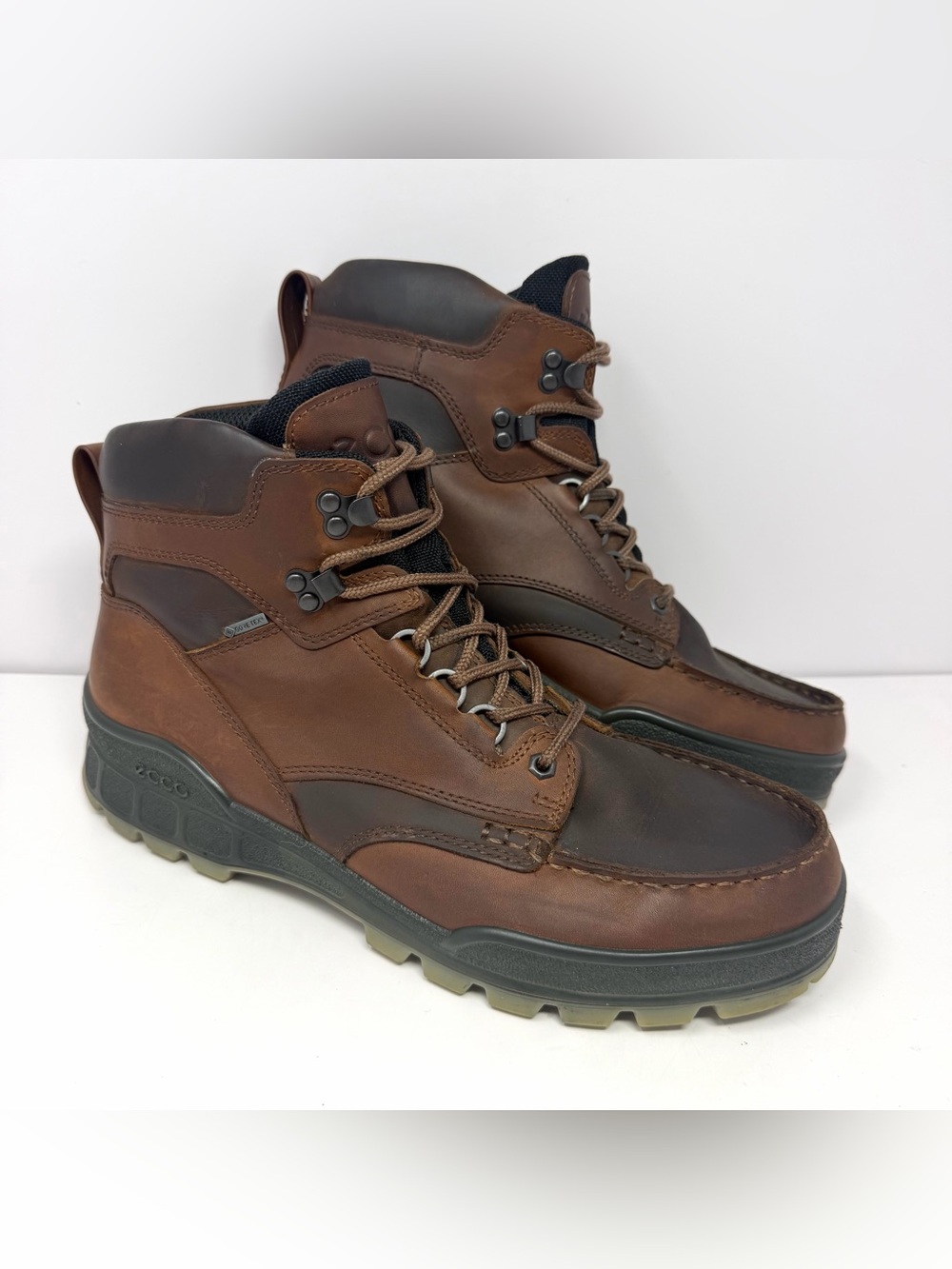 Ecco Men’s Track 25 Gore-Tex Mid Hiking Boots Sz 46 (12-12.5) Brown Leather GUC